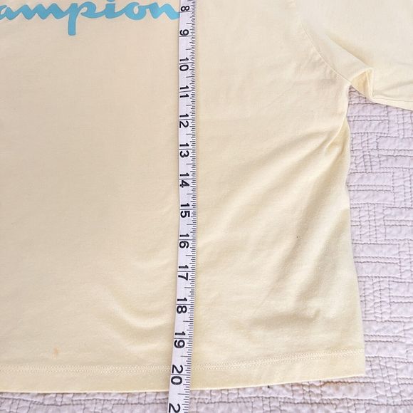 Champion Cropped Tshirt Oversized M L Top Bundle Short Sleeves Knit Yellow Aqua - Picture 6 of 16